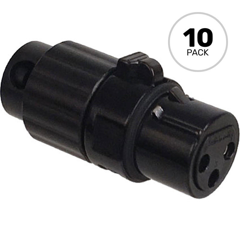 Switchcraft AAA3FBLP Low Profile Right-Angle Female 3-Pin XLR Cable Connector (Black, 10 Pack)