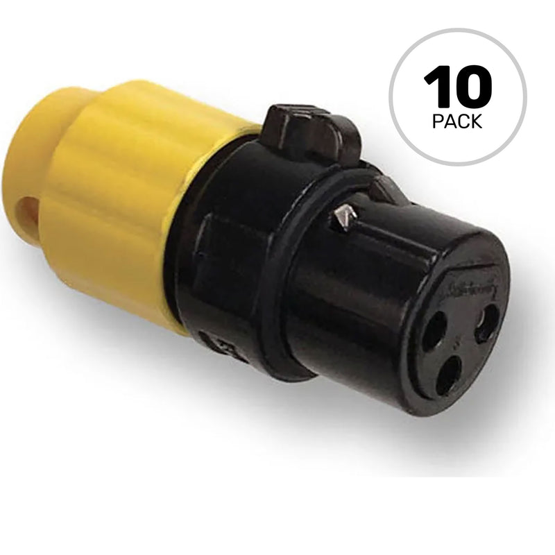Switchcraft AAA3FBYYLP Low Profile Right-Angle Female 3-Pin XLR Cable Connector (Yellow, 10 Pack)