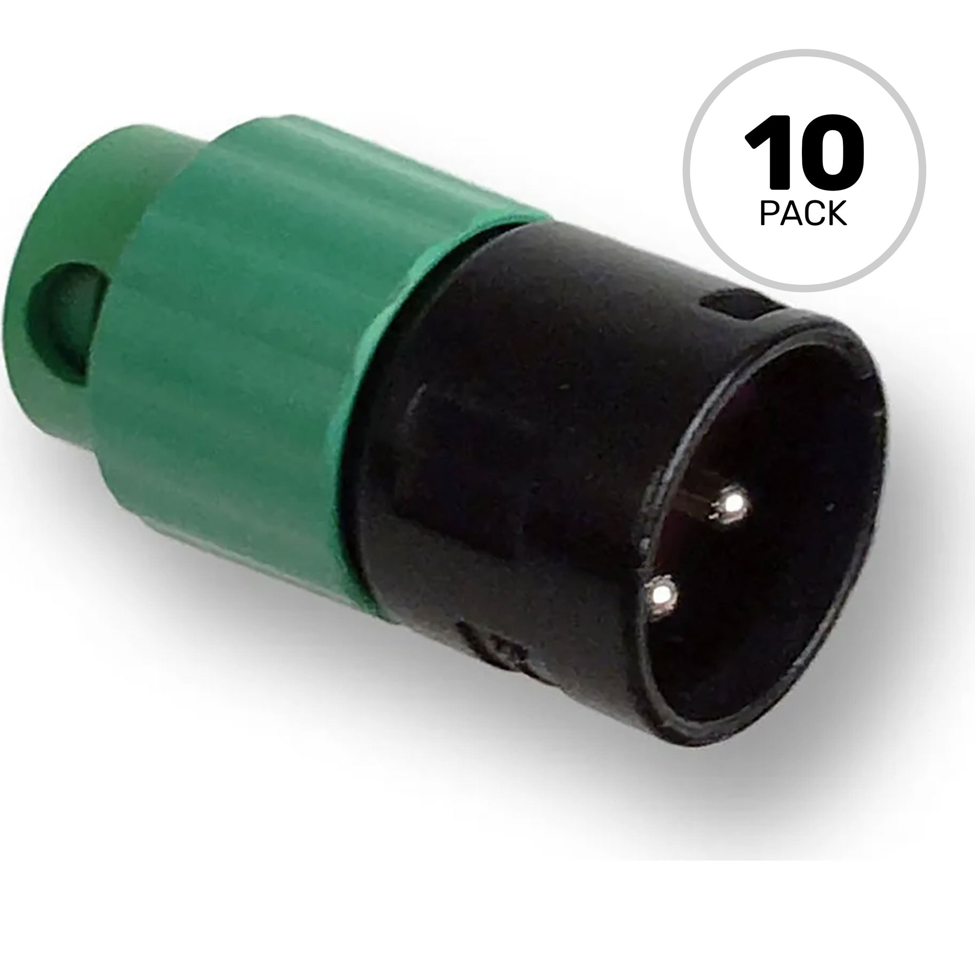 Switchcraft AAA3MBGGLP Low Profile Right-Angle Male 3-Pin XLR Cable Connector (Green, 10 Pack)