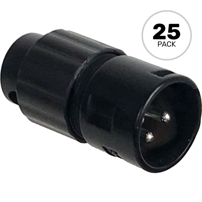 Switchcraft AAA3MBLP Low Profile Right-Angle Male 3-Pin XLR Cable Connector (Black, 25 Pack)