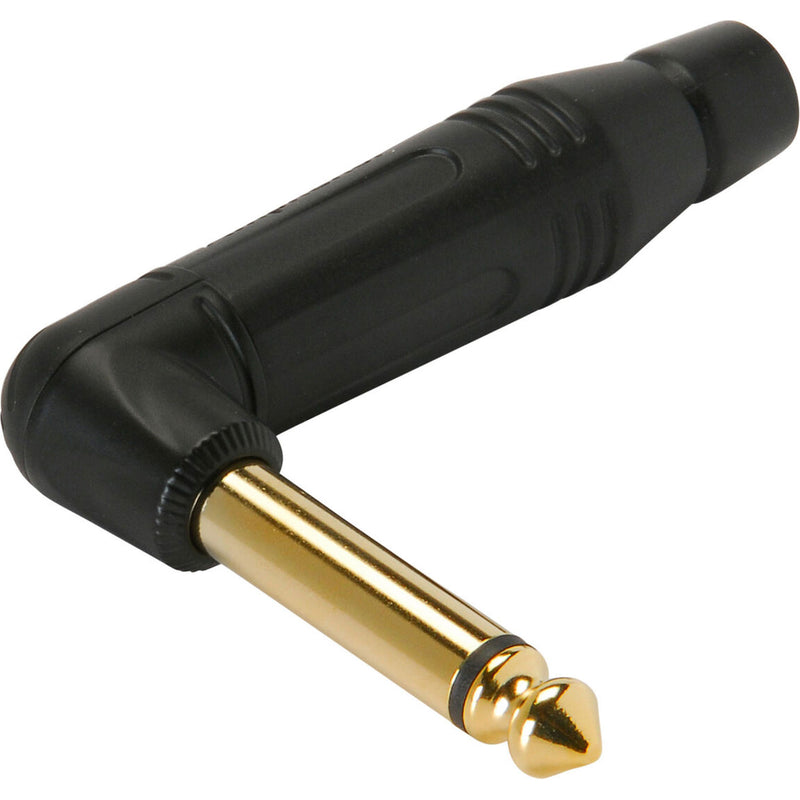Amphenol ACPM-RB-AU Professional Right-Angle 1/4" TS Mono Phone Plug (Black/Gold)