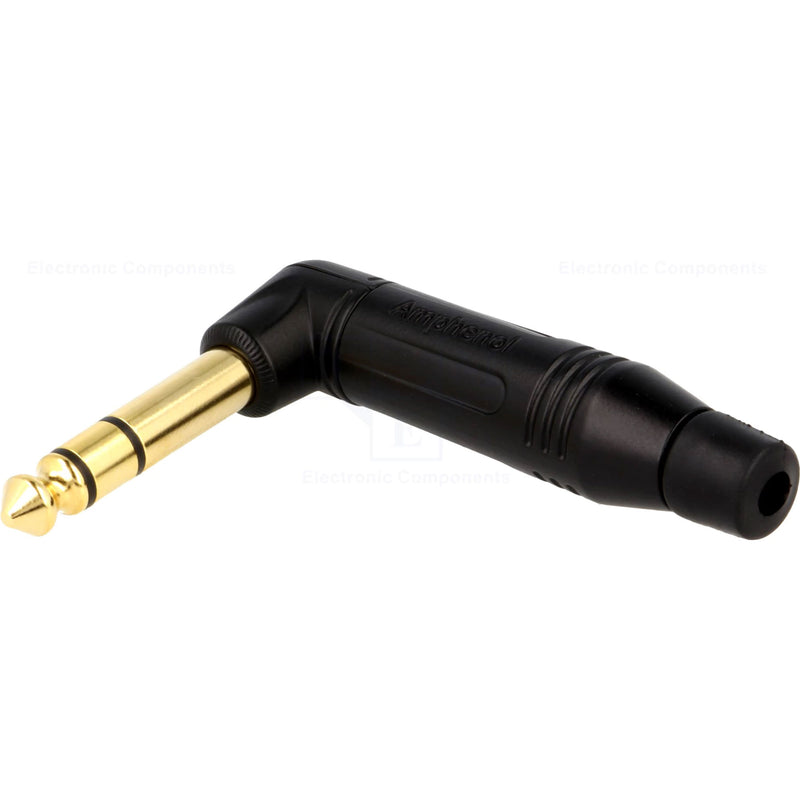 Amphenol ACPS-RB-AU Professional Right-Angle 1/4" TRS Stereo Phone Plug (Black/Gold)