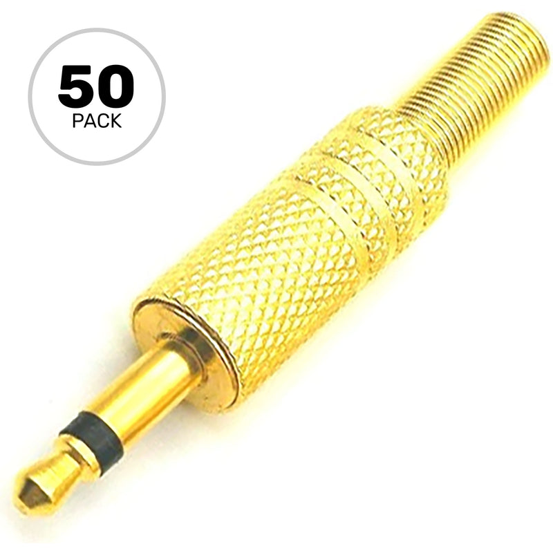 Performance Audio In-Line 3.5mm (1/8") TS Mono Male Plug (Gold, 50 Pack)