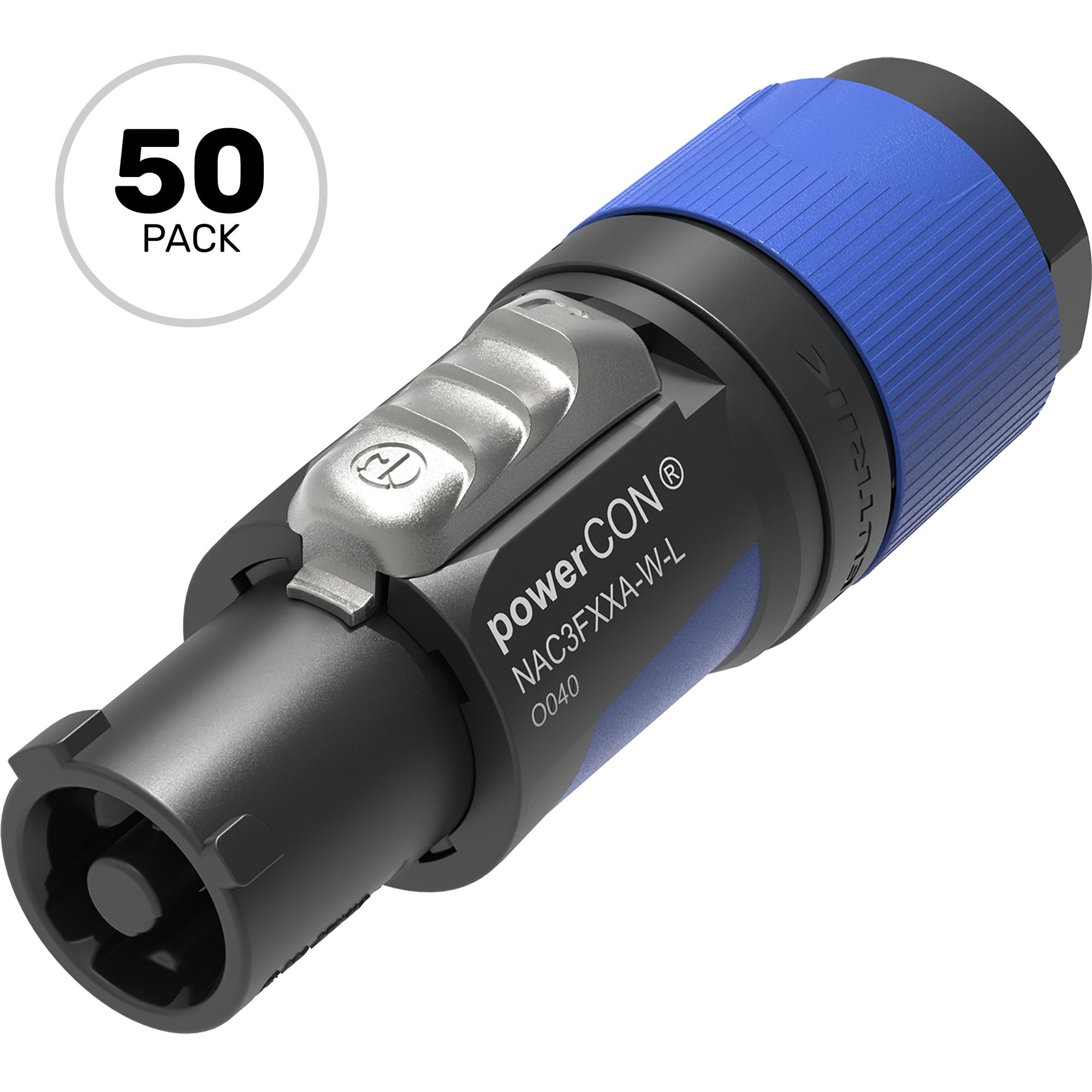 Neutrik NAC3FXXA-W-L powerCON Cable Connector for 10-16mm Cables (Blue, Power In, Box of 50)