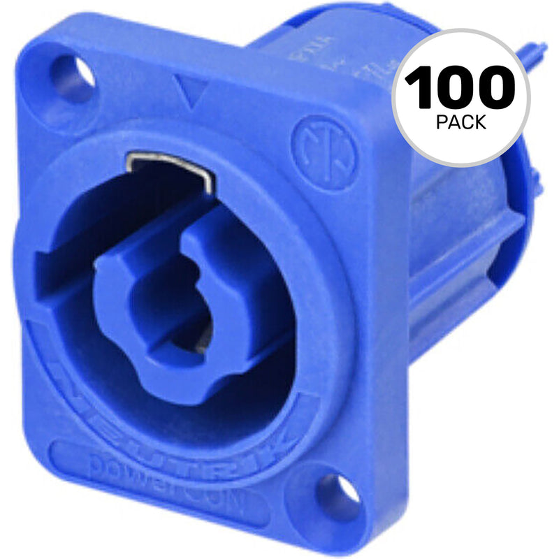 Neutrik NAC3MPXXA powerCON Chassis Connector with 3/16" Flat Tabs (Blue, Power In, Box of 100)
