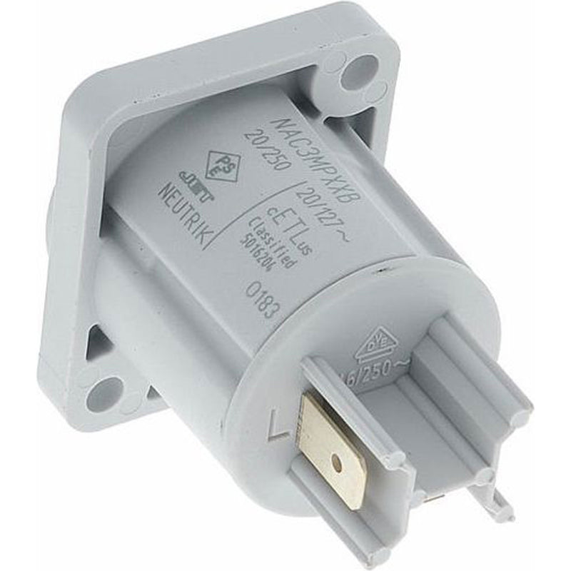 Neutrik NAC3MPXXB powerCON Chassis Connector with 3/16" Flat Tabs (Grey, Power Out, Box of 100)
