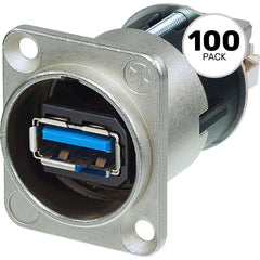Neutrik NAUSB3 Reversible USB 3.0 Type-A to Type-B Gender Changer (Nickel, Box of 100) Image 1