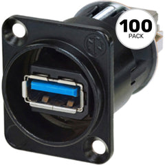 Neutrik NAUSB3-B Reversible USB 3.0 Type-A to Type-B Gender Changer (Black, Box of 100) Image 1
