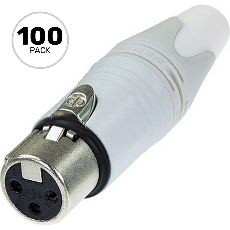 Neutrik NC3FXX-WT Female 3-Pin XLR Cable Connector (White/Silver, Box of 100)