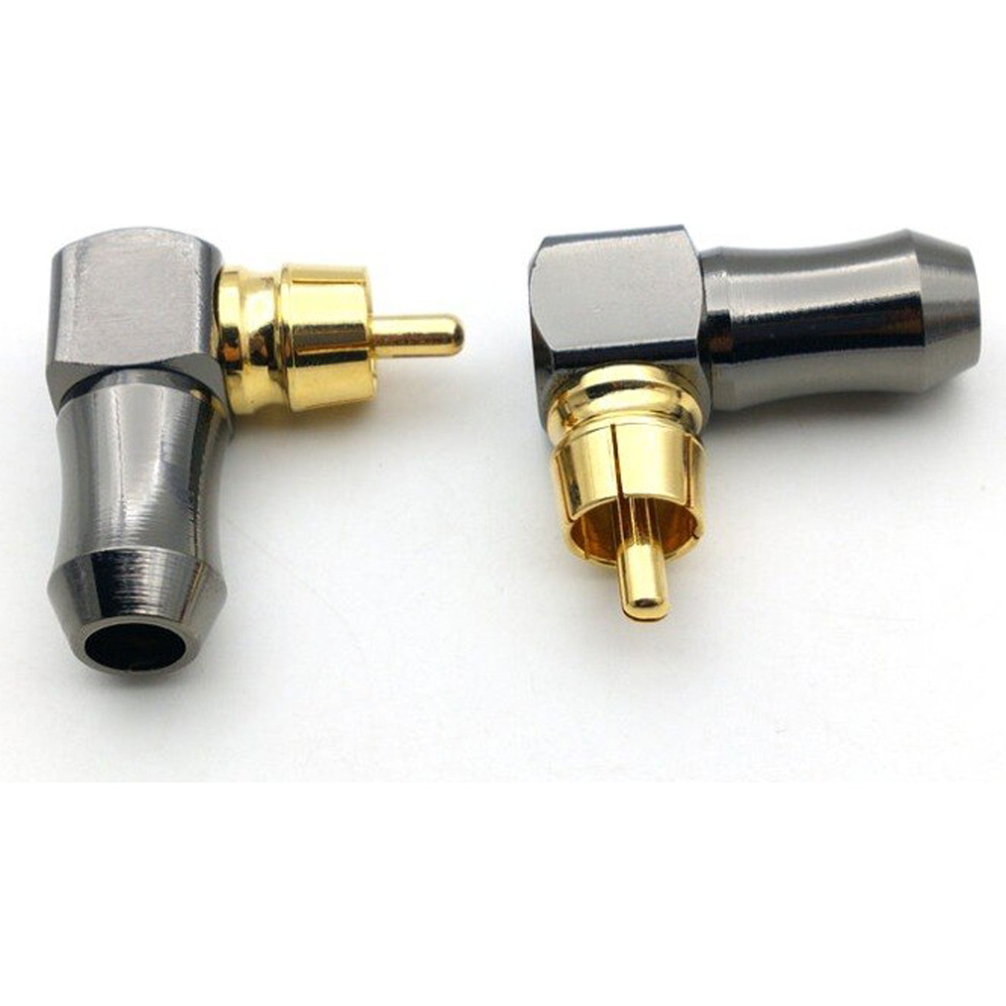 Performance Audio Gold Plated Brass RCA Connector (Black Chrome, 90° Right-Angle)
