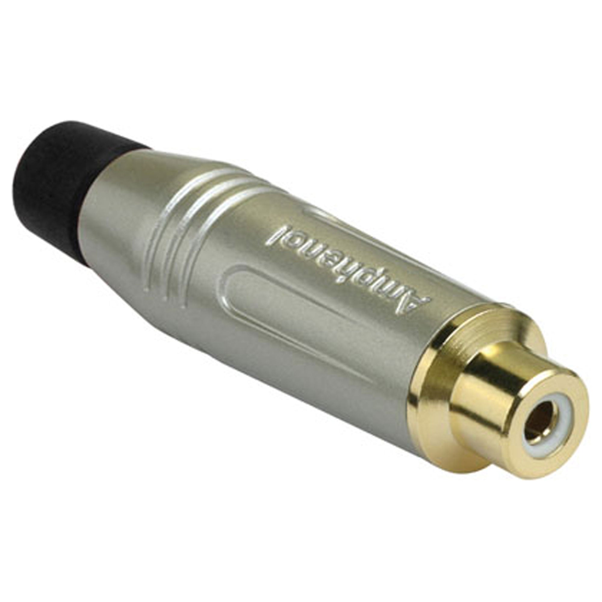 Amphenol ACJR-SBK Gold Plated Female RCA Phono Cable Mount Connector (Nickel/Black)
