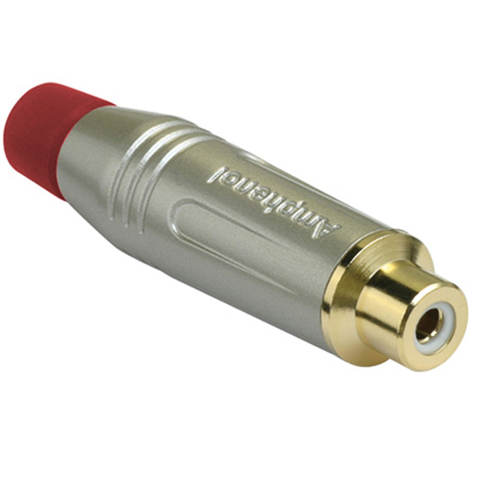 Amphenol ACJR-SRD Gold Plated Female RCA Phono Cable Mount Connector (Nickel/Red, 10 Pack)