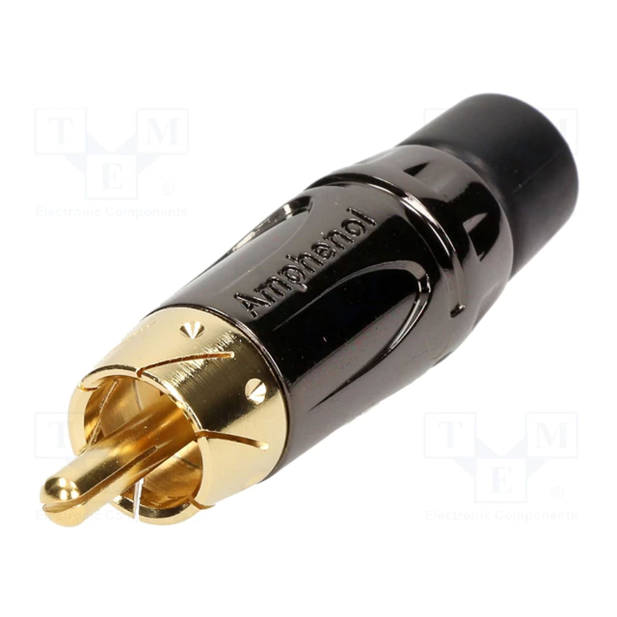 Amphenol ACPL-CBK Gold Plated Male RCA Phono Cable Mount Connector (Black Chrome/Black, 50 Pack)