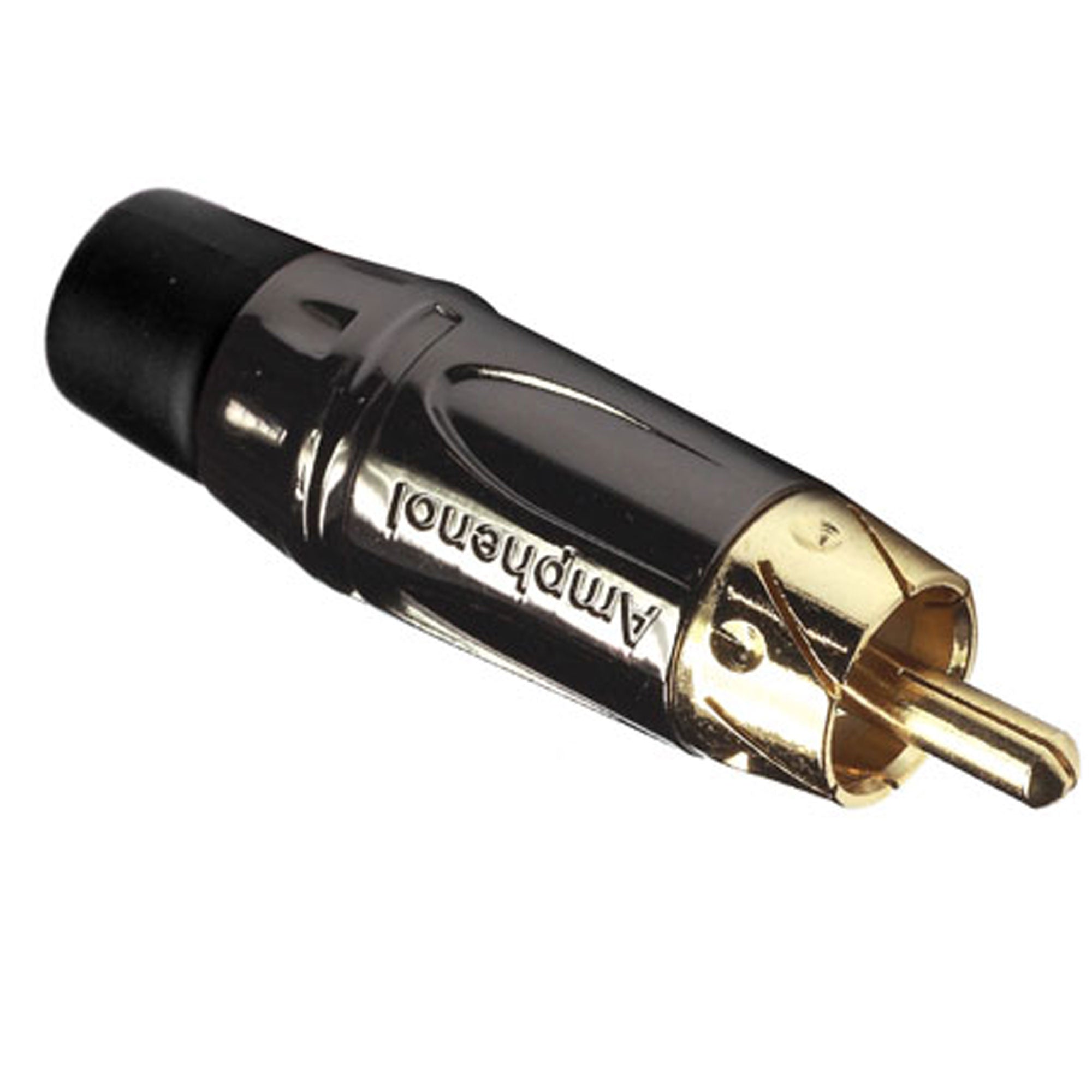 Amphenol ACPL-CBK Gold Plated Male RCA Phono Cable Mount Connector (Black Chrome/Black, 50 Pack)