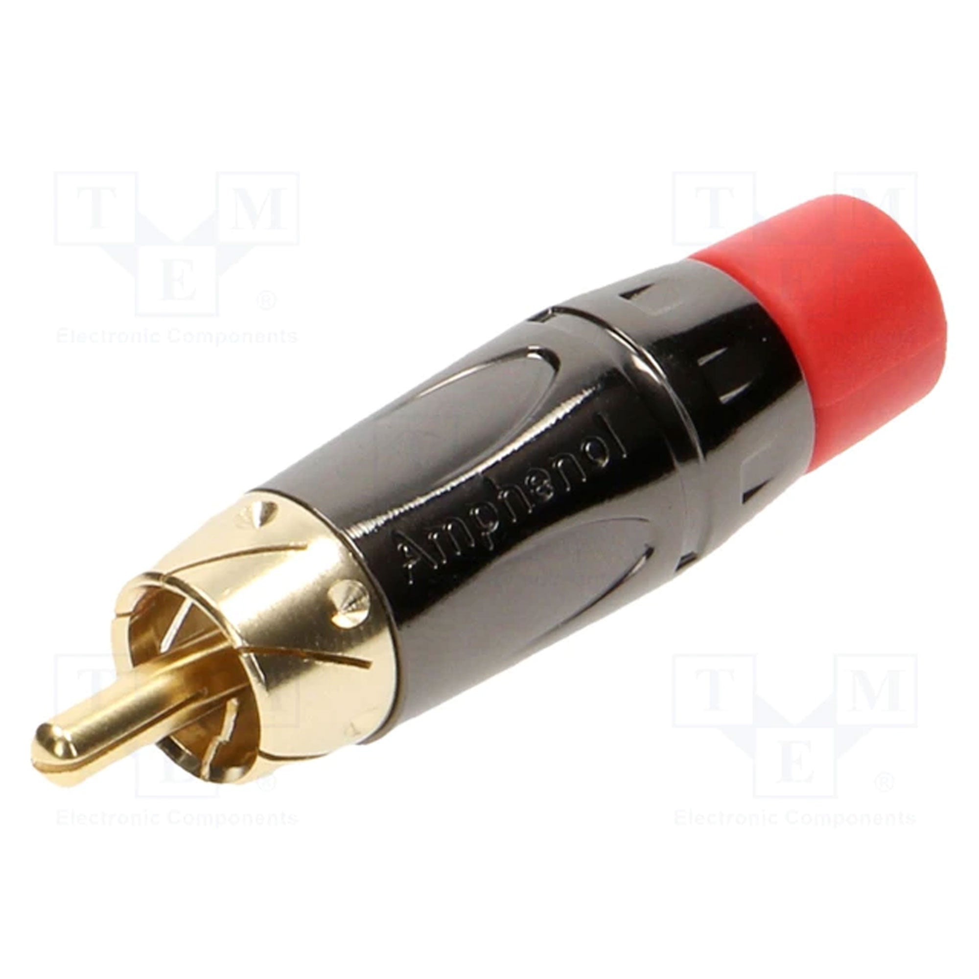 Amphenol ACPL-CRD Gold Plated Male RCA Phono Cable Mount Connector (Black Chrome/Red)