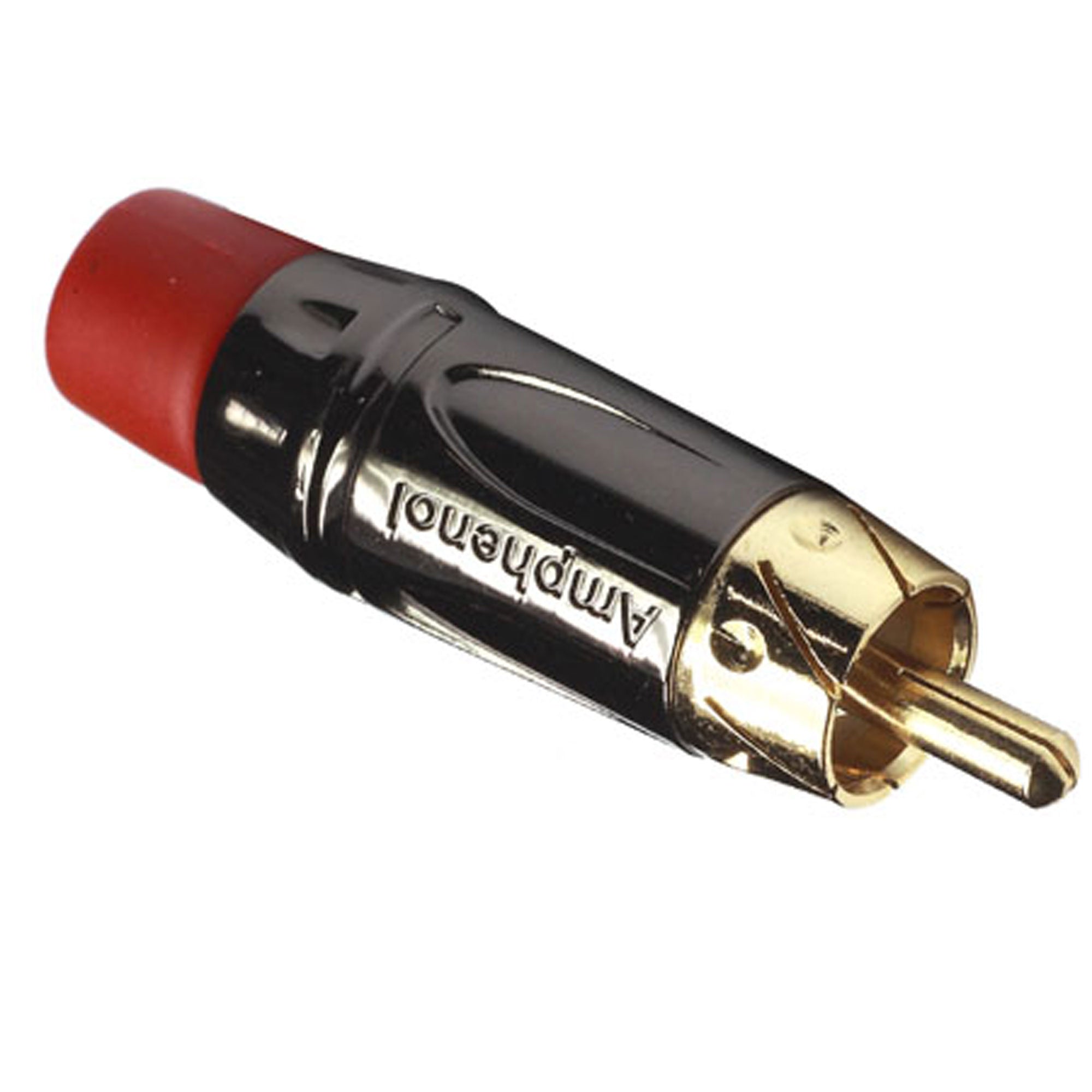 Amphenol ACPL-CRD Gold Plated Male RCA Phono Cable Mount Connector (Black Chrome/Red)