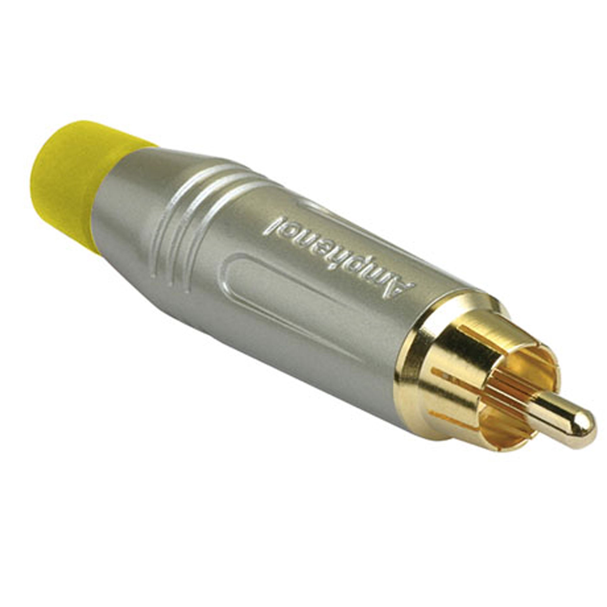 Amphenol ACPR-SYL Gold Plated Male RCA Phono Cable Mount Connector (Nickel/Yellow, 50 Pack)
