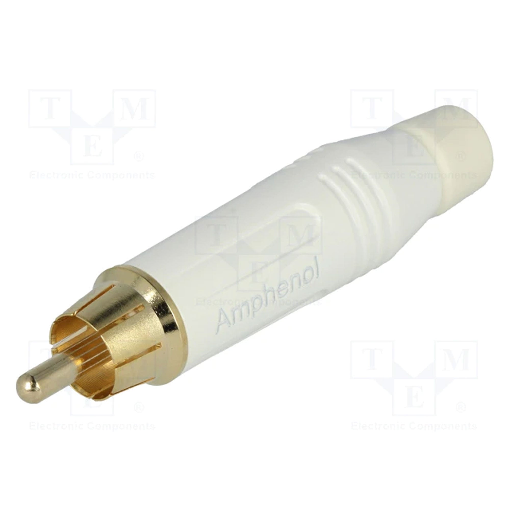 Amphenol ACPR-WHT Gold Plated Male RCA Phono Cable Mount Connector (White, 50 Pack)