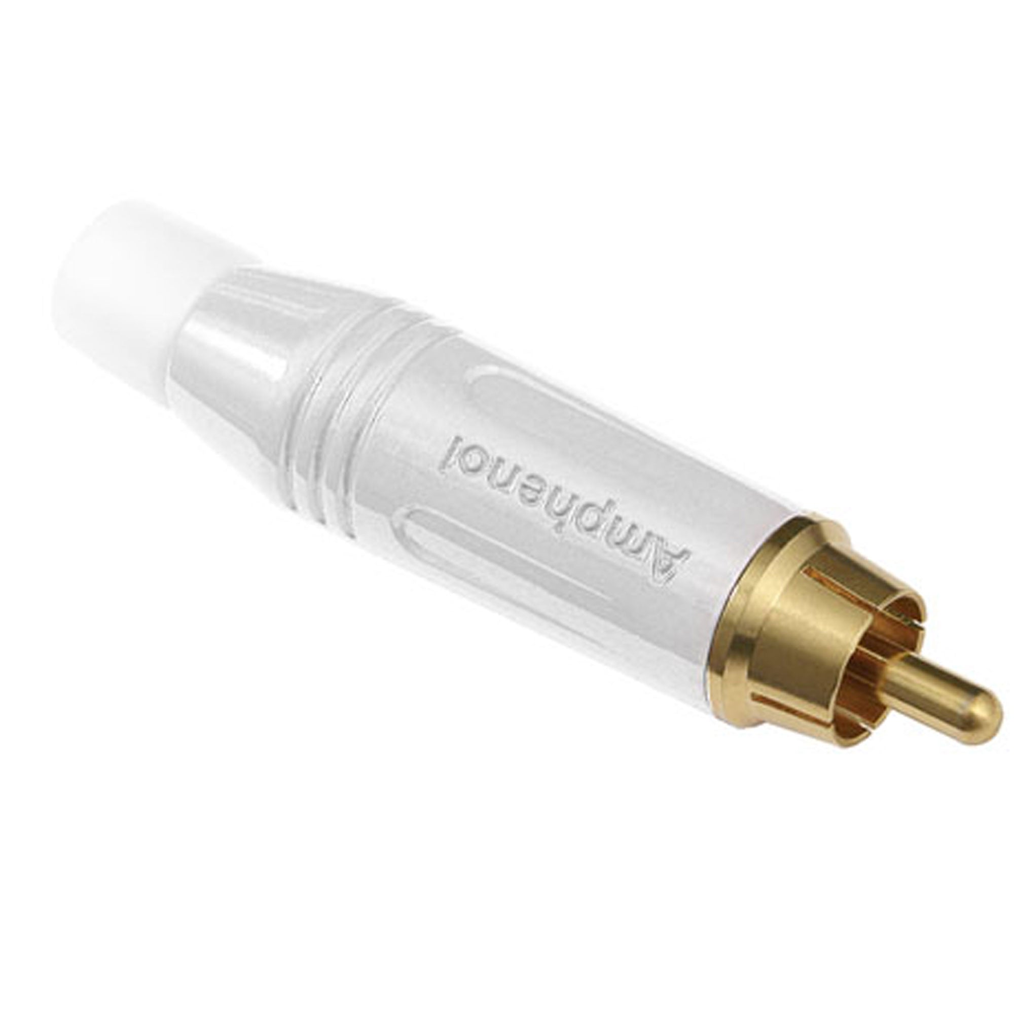Amphenol ACPR-WHT Gold Plated Male RCA Phono Cable Mount Connector (White, 50 Pack)