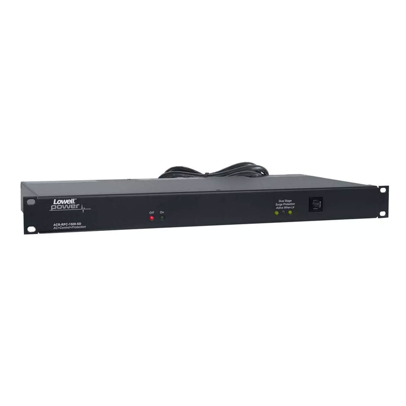 Lowell ACR-RPC-1508-SD 15A Rackmount Power Panel with 8 Outlets, RPC and Surge Protection