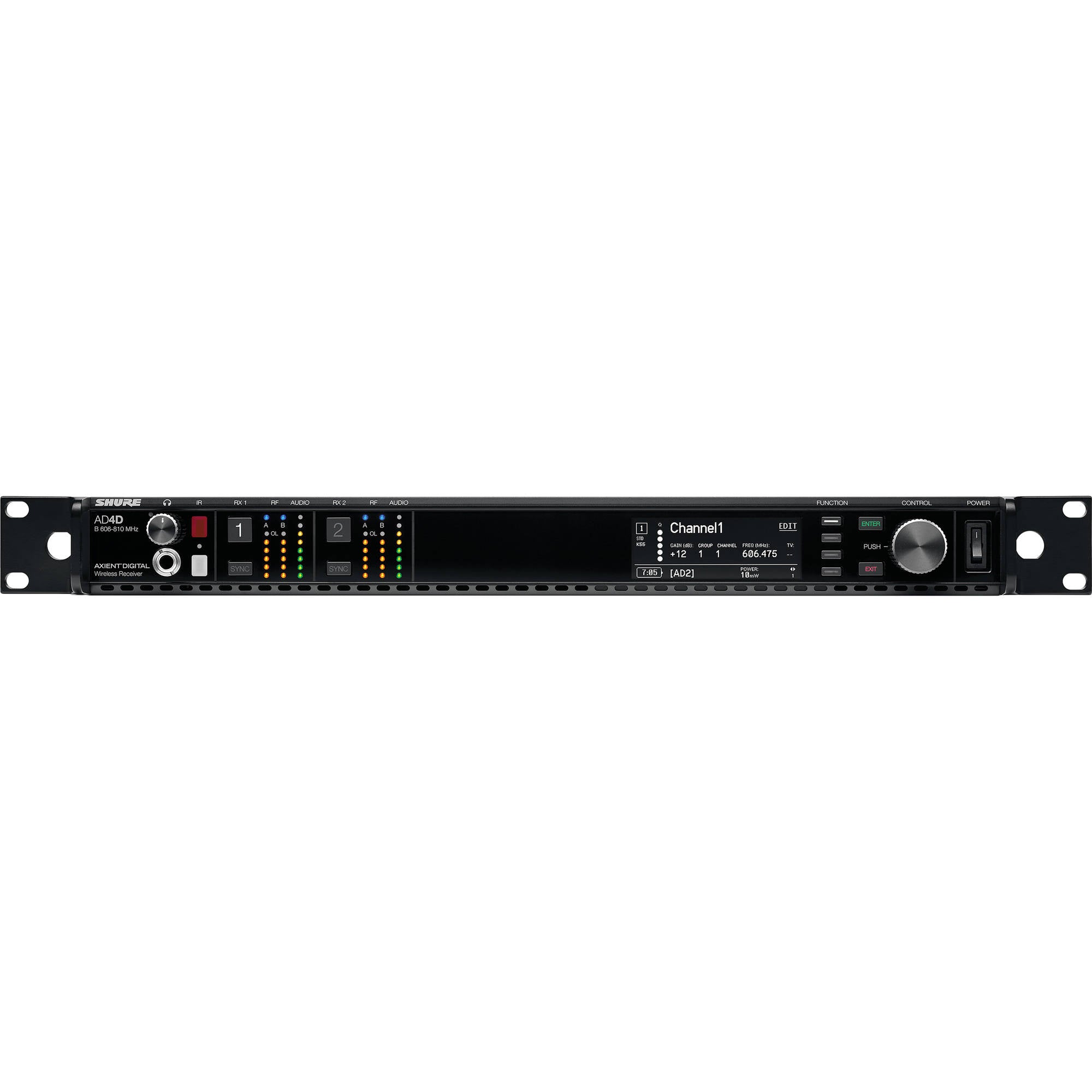 Shure AD4D-DC-C Axient Digital Two-Channel Wireless Receiver with DC Power Module (C: 750-960 MHz)