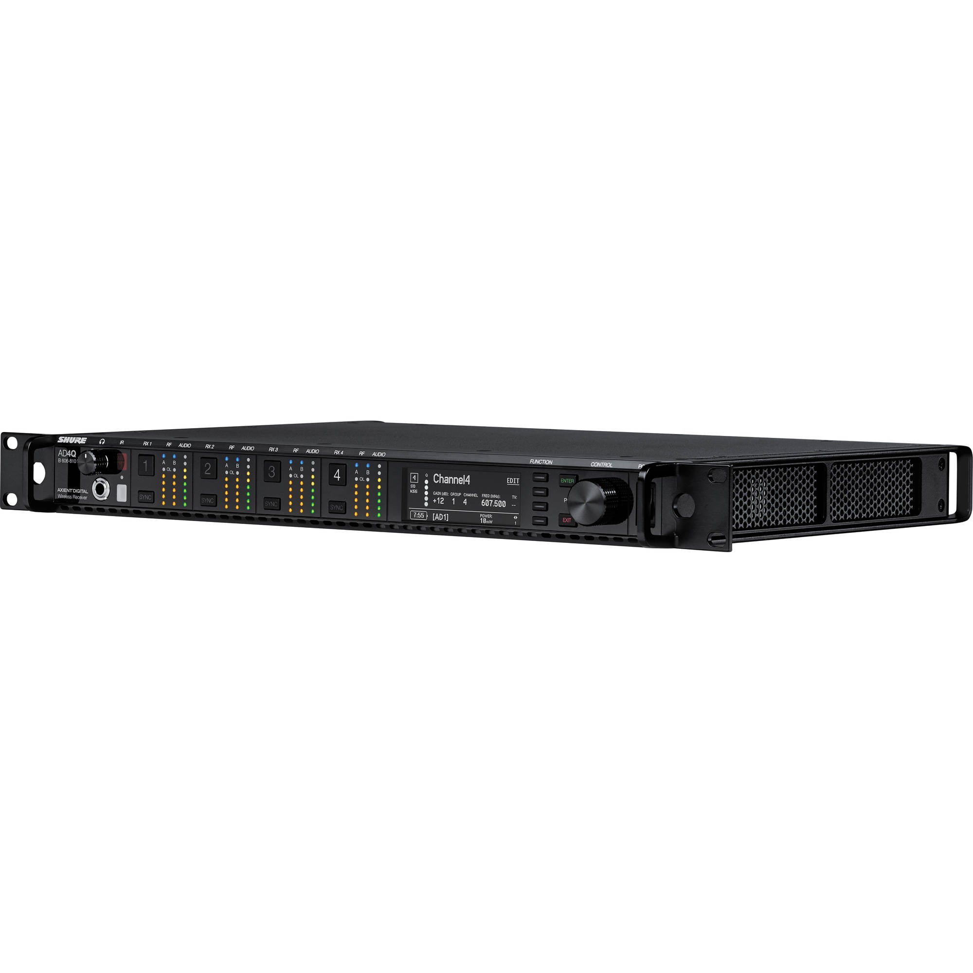 Shure AD4Q-DC-A Axient Digital Four-Channel Wireless Receiver with DC Power Module (A: 470-636 MHz)