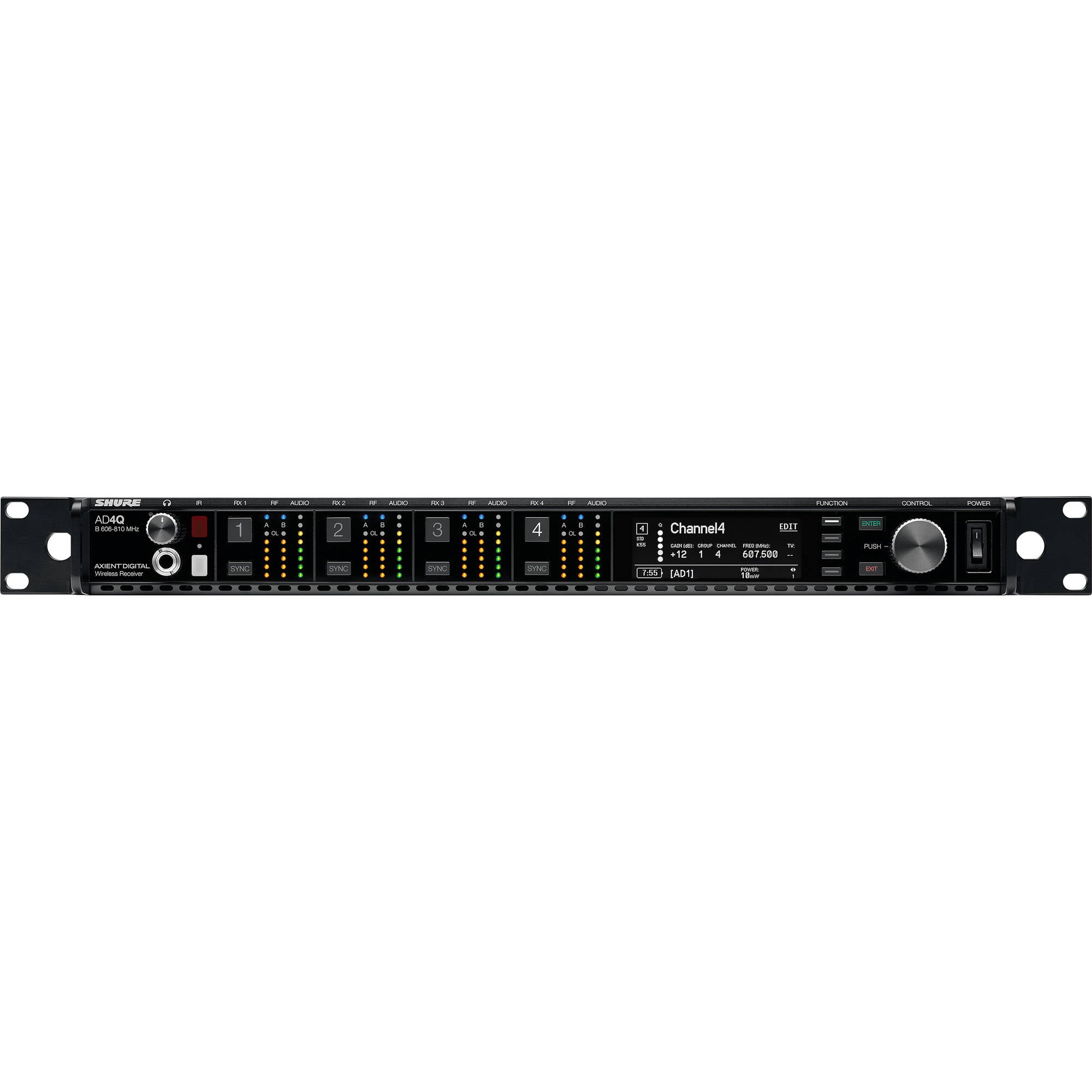 Shure AD4Q-NP-C Axient Digital Four-Channel Wireless Receiver with No Accessories (C: 750-960 MHz)