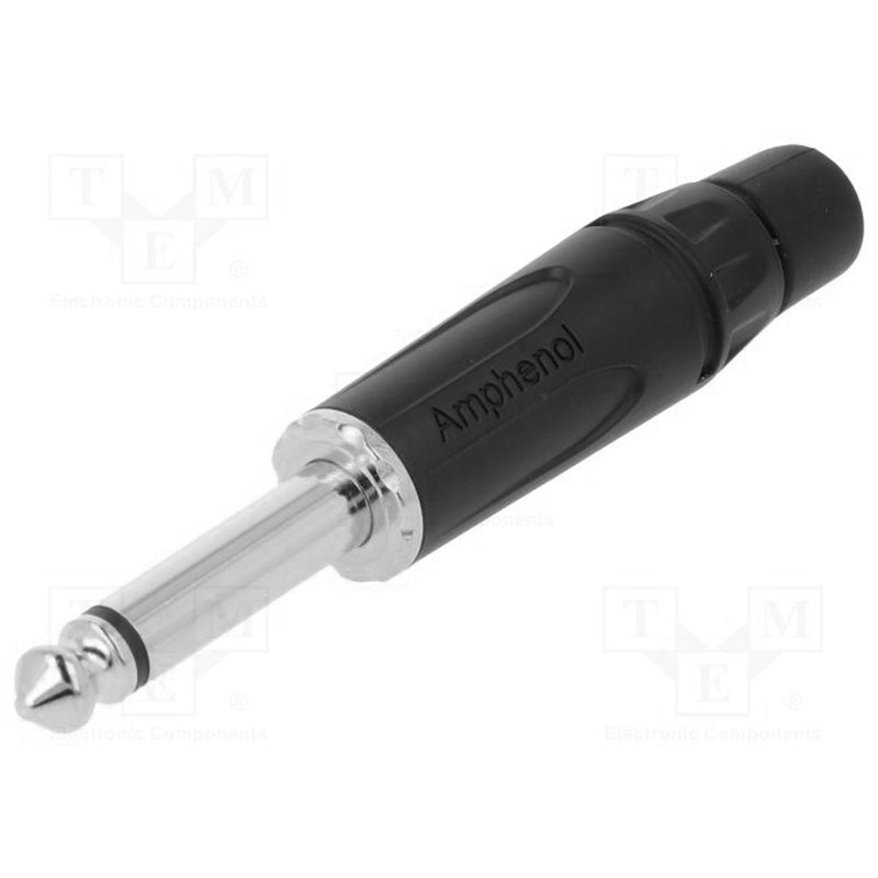 Amphenol ACPM-KB Professional 1/4" TS Mono Phone Plug (Black/Silver, 50 Pack)