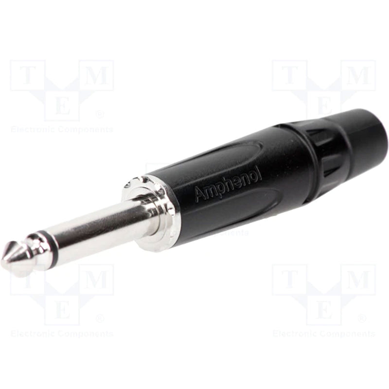 Amphenol ACPM-KB Professional 1/4" TS Mono Phone Plug (Black/Silver, 50 Pack)