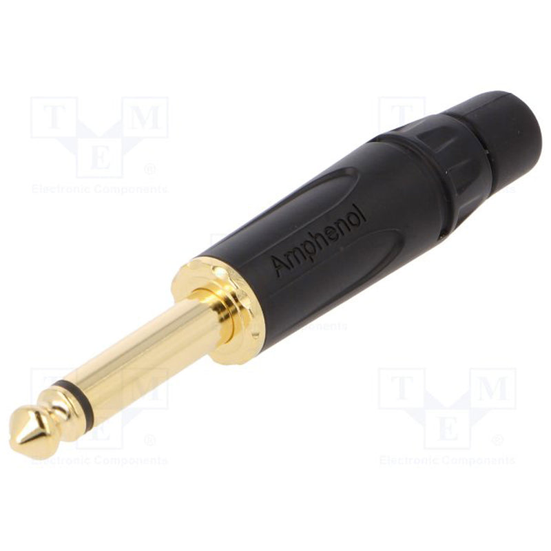 Amphenol ACPM-KB-AU Professional 1/4" TS Mono Phone Plug (Black/Gold, 50 Pack)