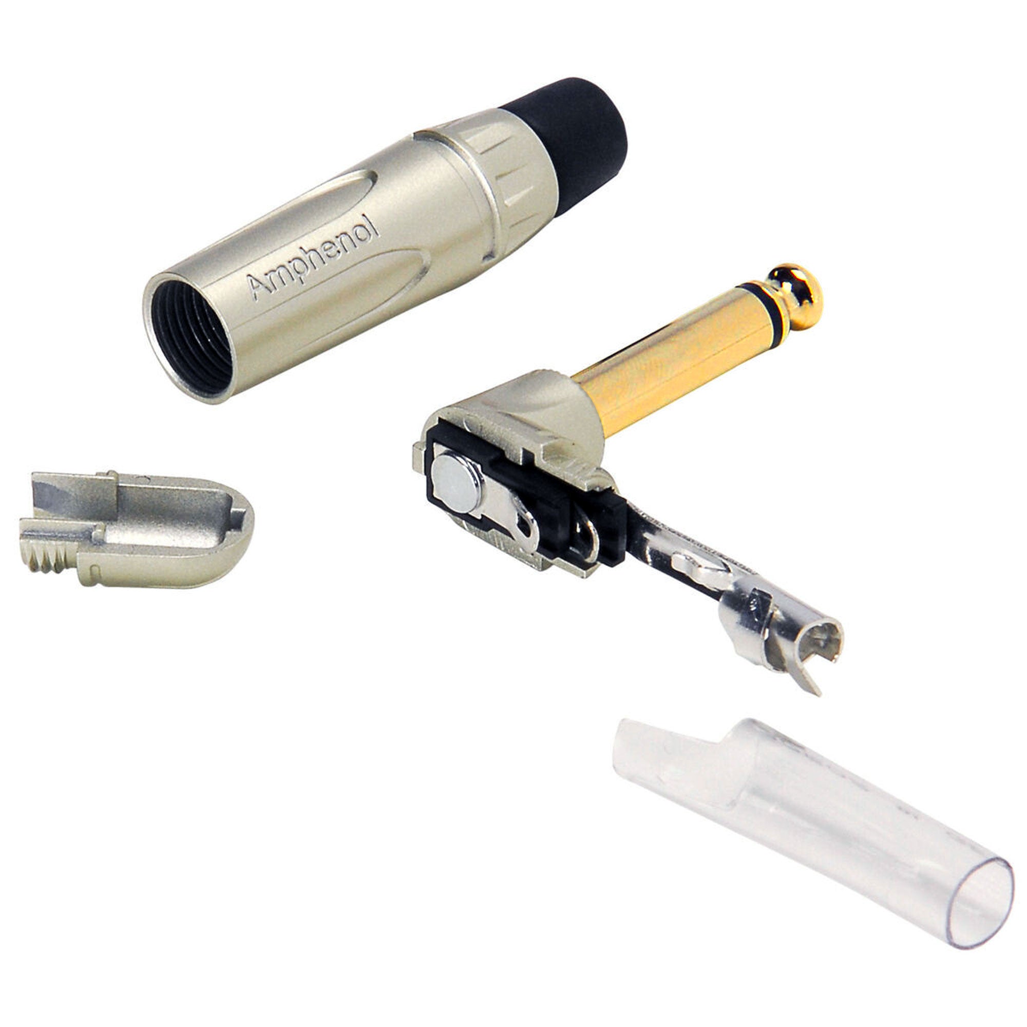 Amphenol ACPM-TN-AU Professional Right-Angle 1/4" TS Mono Phone Plug (Nickel/Gold, Box of 100)