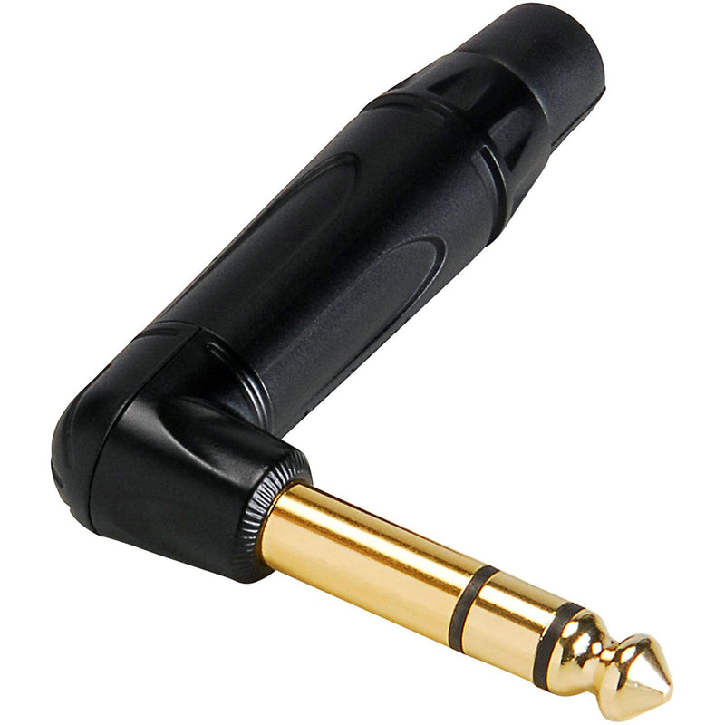 Amphenol ACPS-TB-AU Professional Right-Angle 1/4" TRS Stereo Phone Plug (Black/Gold, 50 Pack)