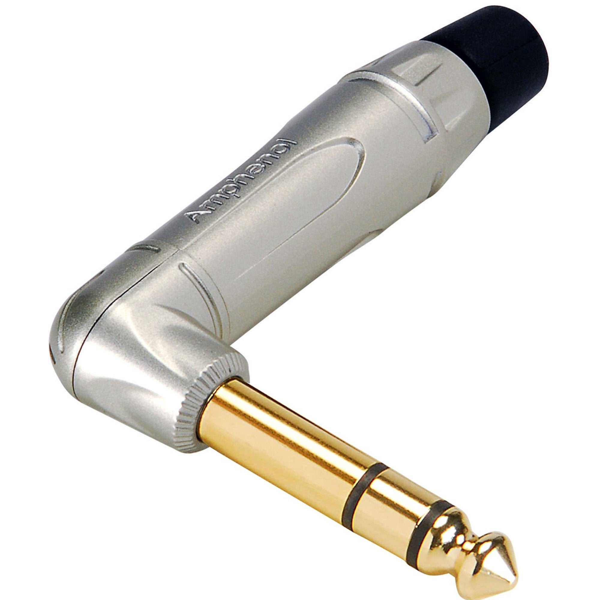 Amphenol ACPS-TN-AU Professional Right-Angle 1/4" TRS Stereo Phone Plug (Nickel/Gold, 10 Pack)