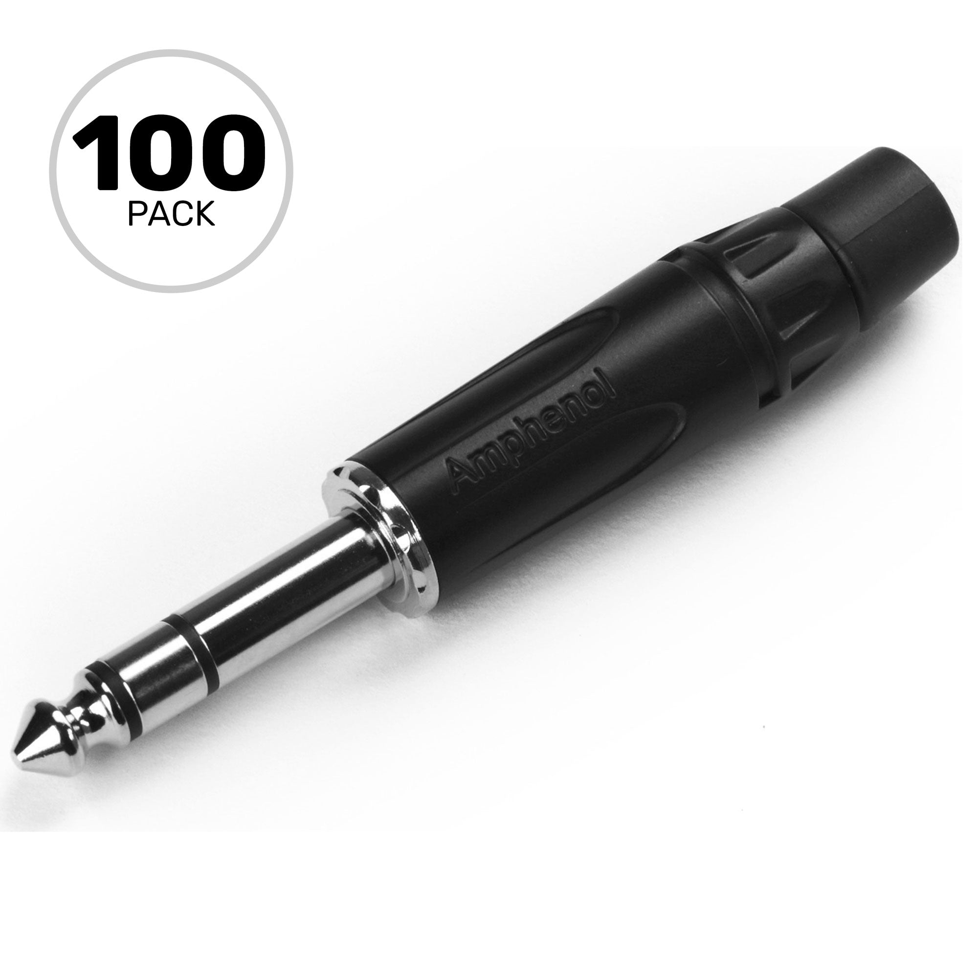 Amphenol ACPS-KB Professional 1/4" TRS Stereo Phone Plug (Black/Silver, Box of 100)