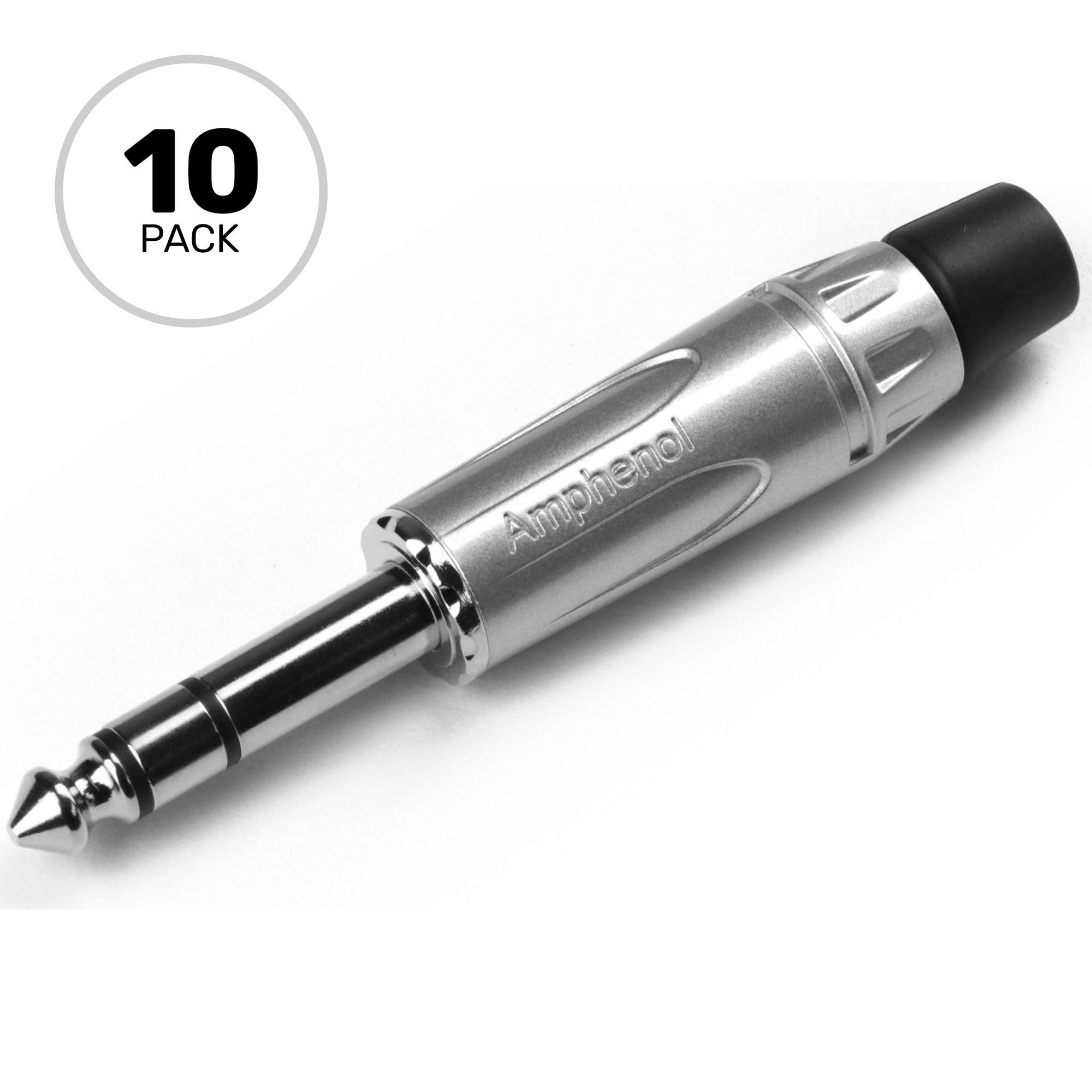 Amphenol ACPS-KN Professional 1/4" TRS Stereo Phone Plug (Nickel/Silver, 10 Pack)