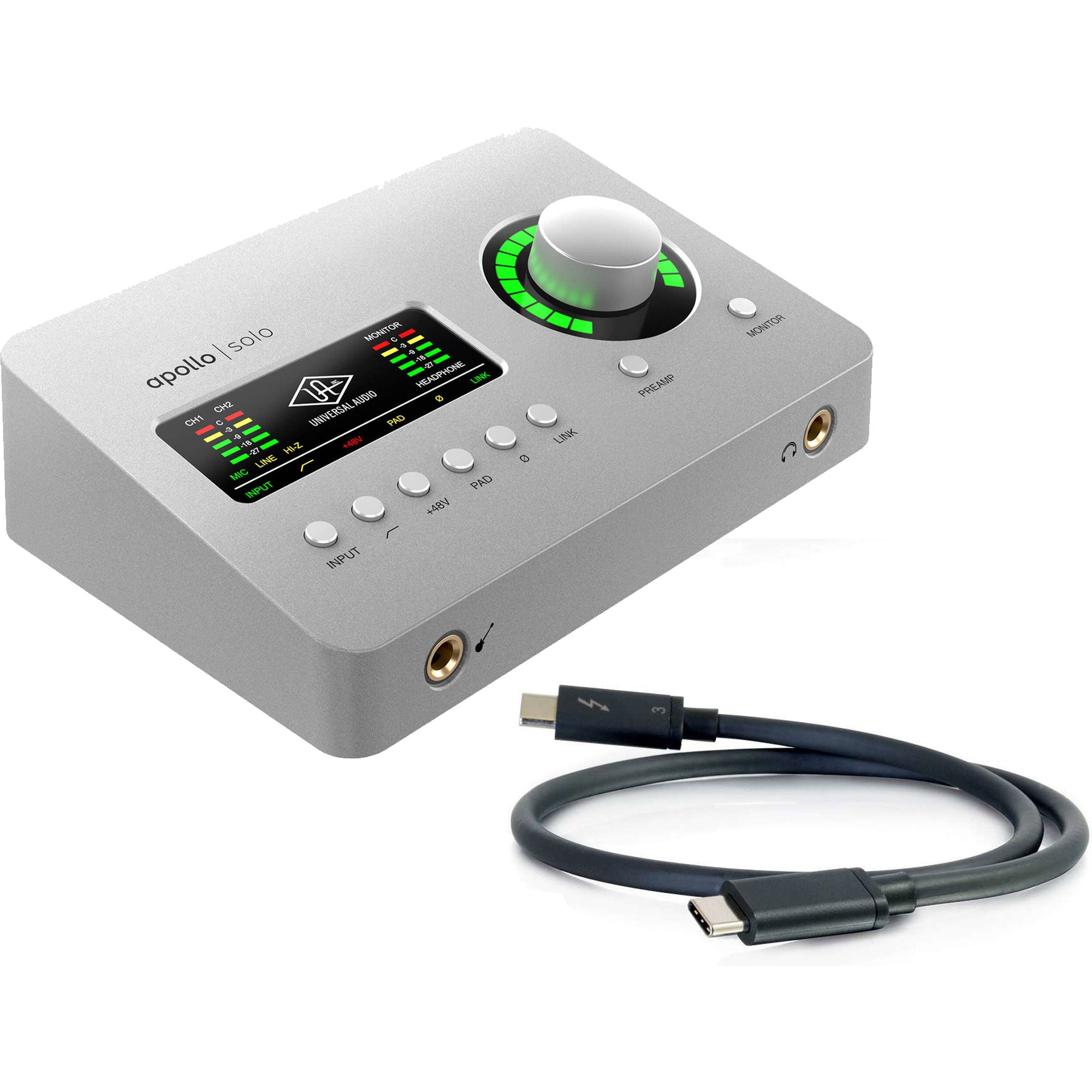 Universal Audio Apollo Solo Heritage Edition Desktop Audio Interface with Thunderbolt 3 Cable