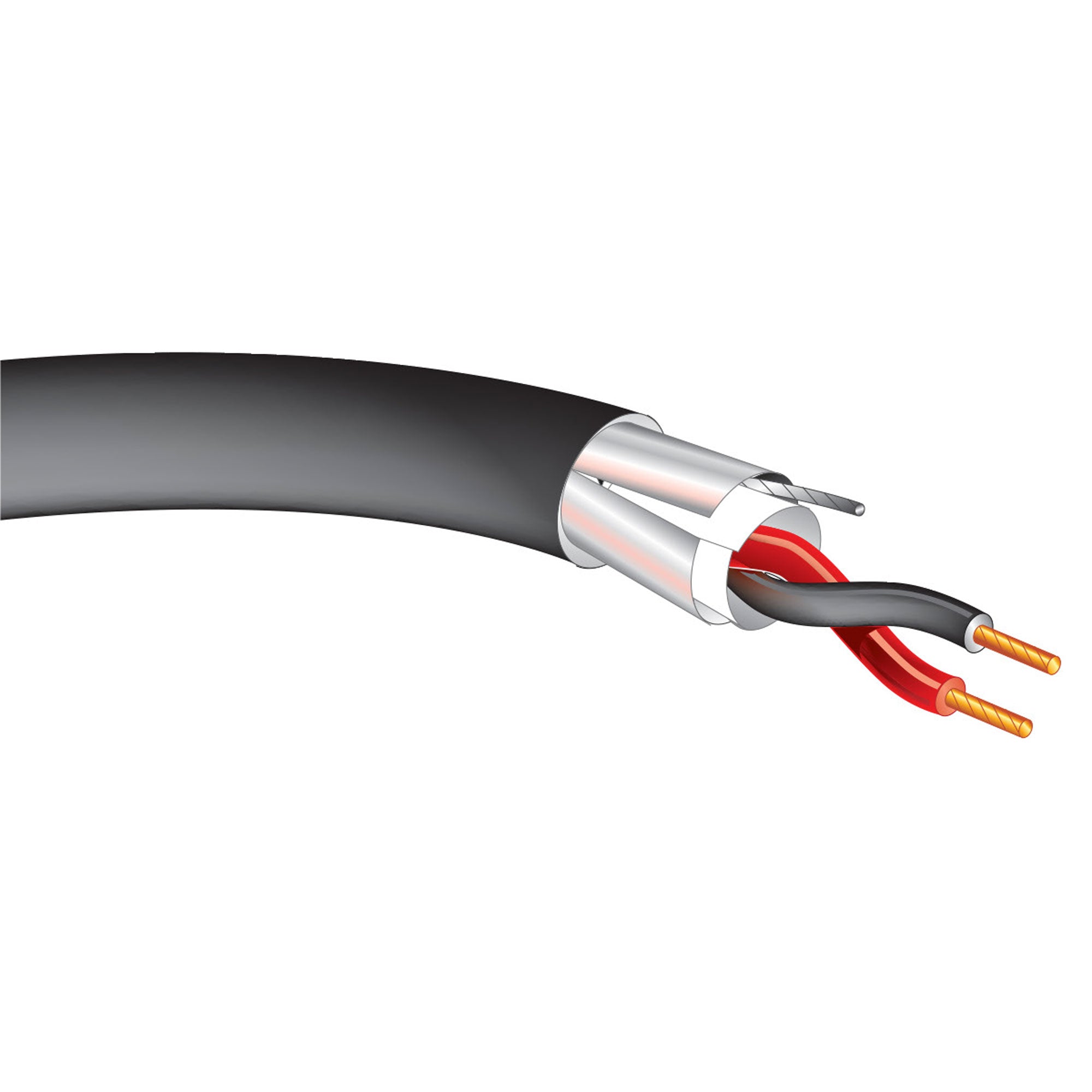 West Penn AQC292 Aquaseal 20/2 Shielded Speaker & Fire Alarm Wire (Black, 1000' Roll)