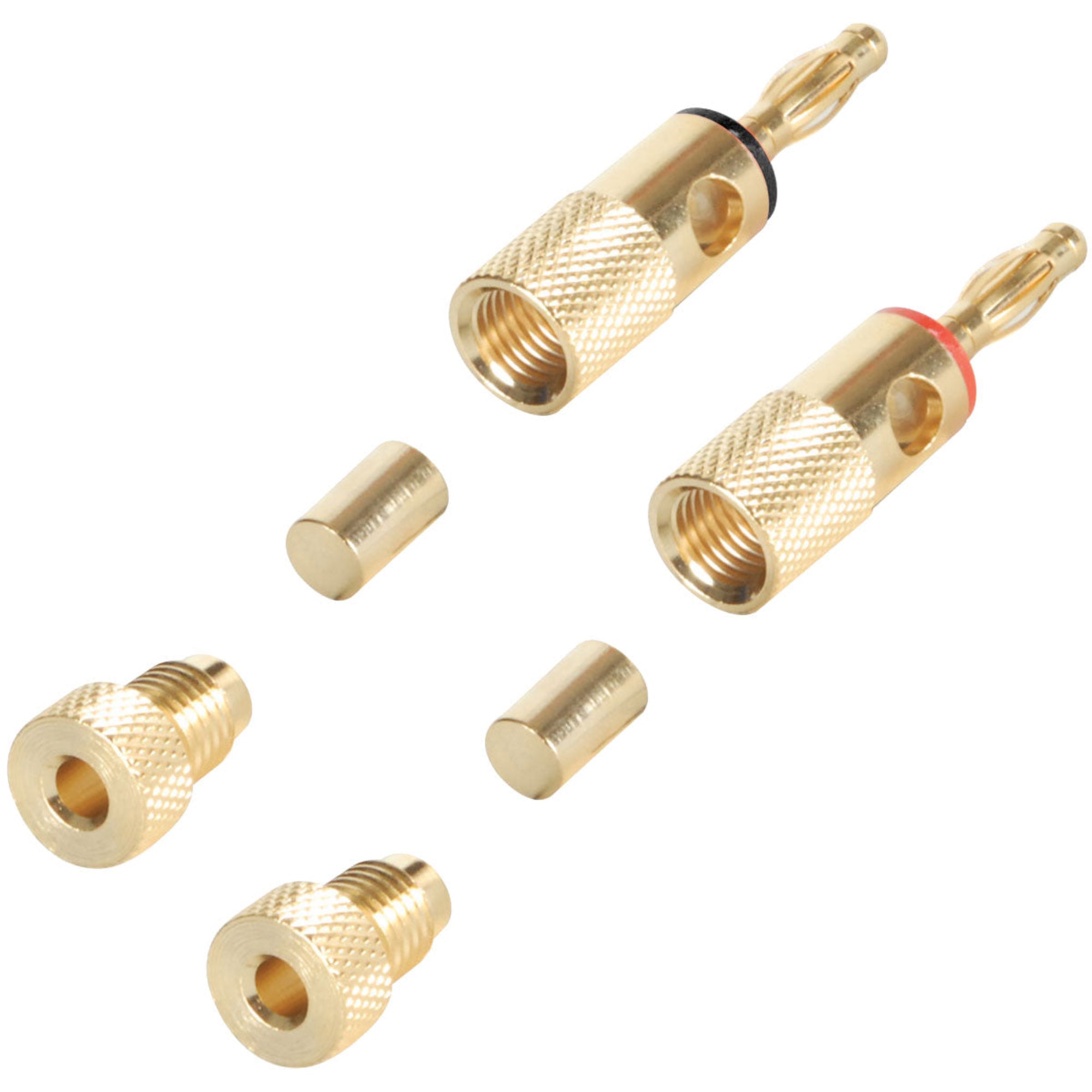 Performance Audio Single Gold Banana Plugs Bi-Wire Kit (2 Black & 2 Red)