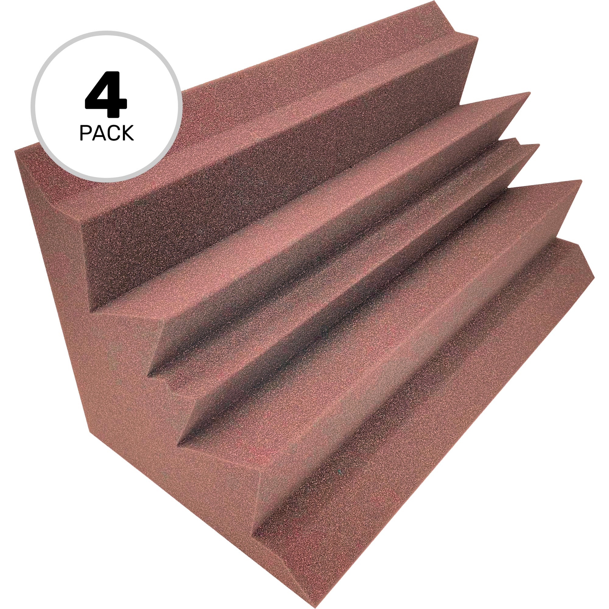 Performance Audio 12" x 12" x 24" Corner Acoustic Foam Bass Trap (Brown, 4 Pack)