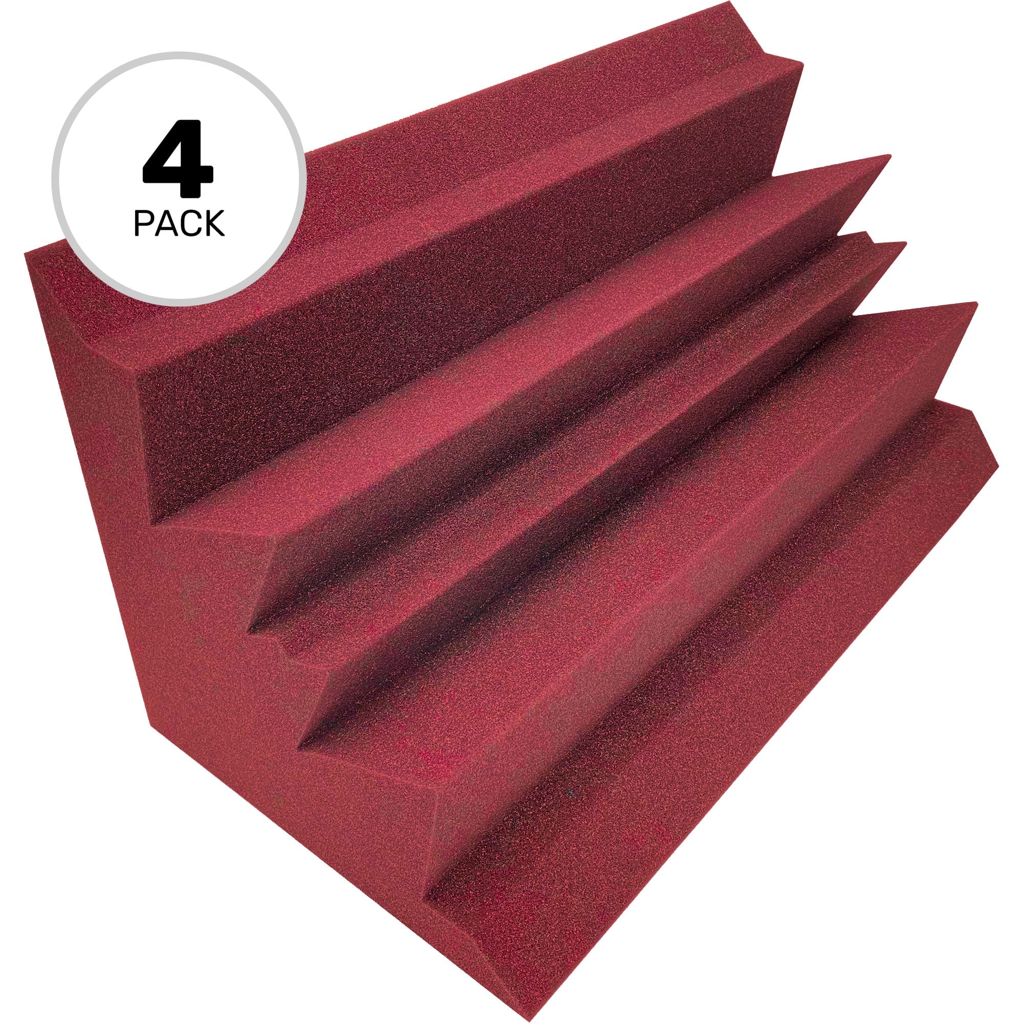 Performance Audio 12" x 12" x 24" Corner Acoustic Foam Bass Trap (Burgundy, 4 Pack)