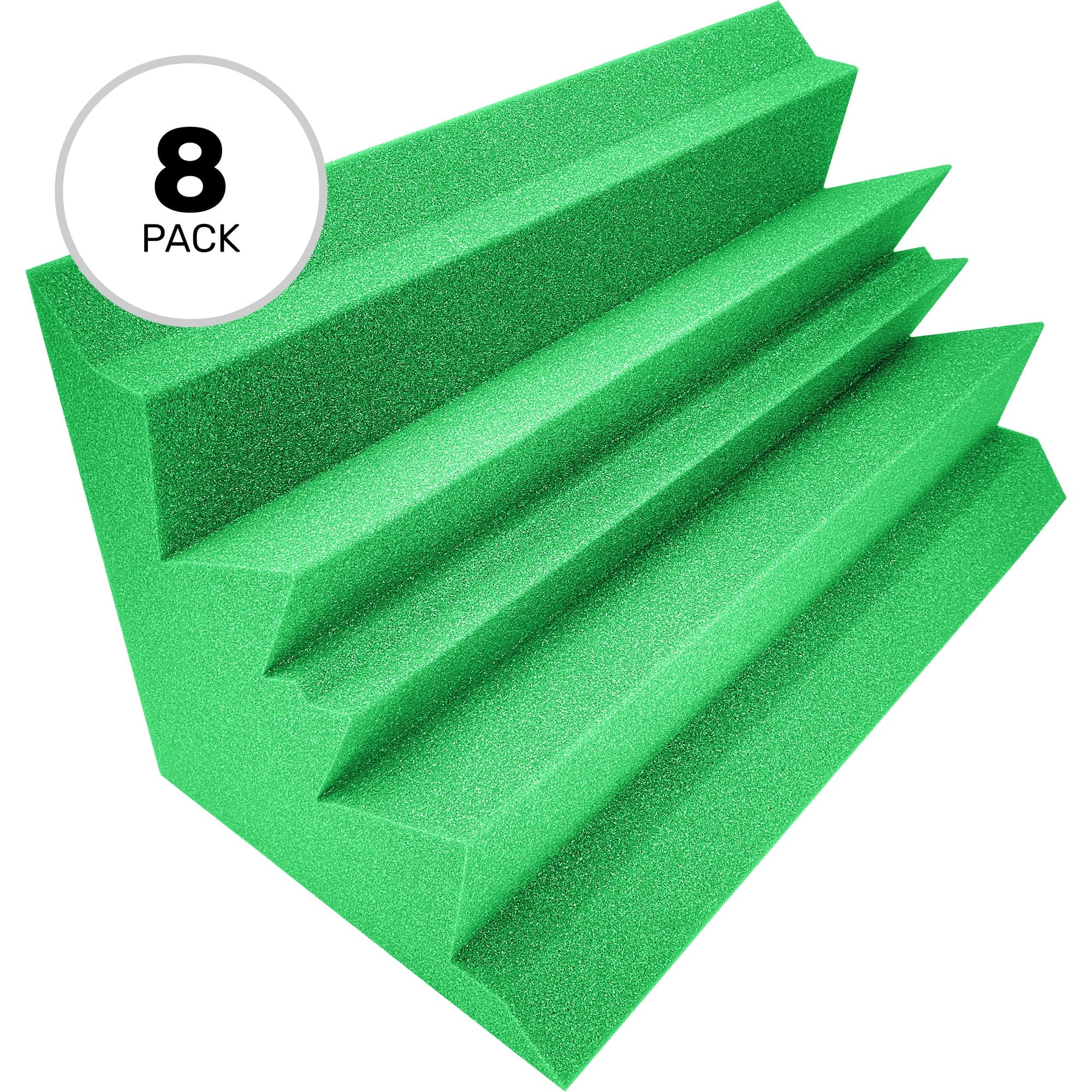 Performance Audio 12" x 12" x 24" Corner Acoustic Foam Bass Trap (Kelly Green, 8 Pack)