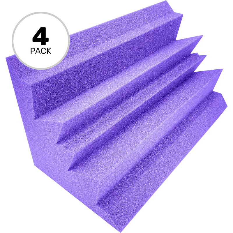 Performance Audio 12" x 12" x 24" Corner Acoustic Foam Bass Trap (Purple, 4 Pack)