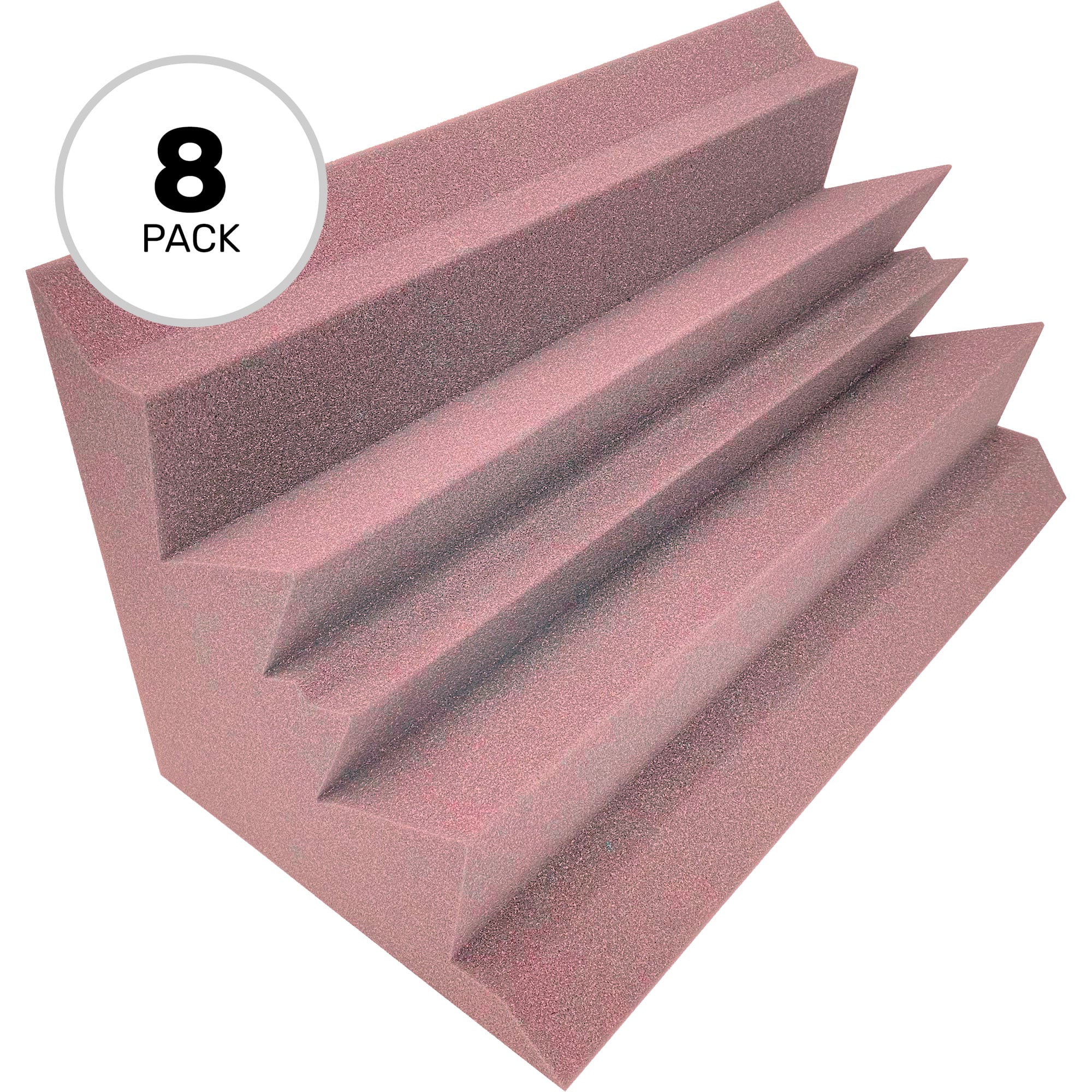 Performance Audio 12" x 12" x 24" Corner Acoustic Foam Bass Trap (Rosy Beige, 8 Pack)