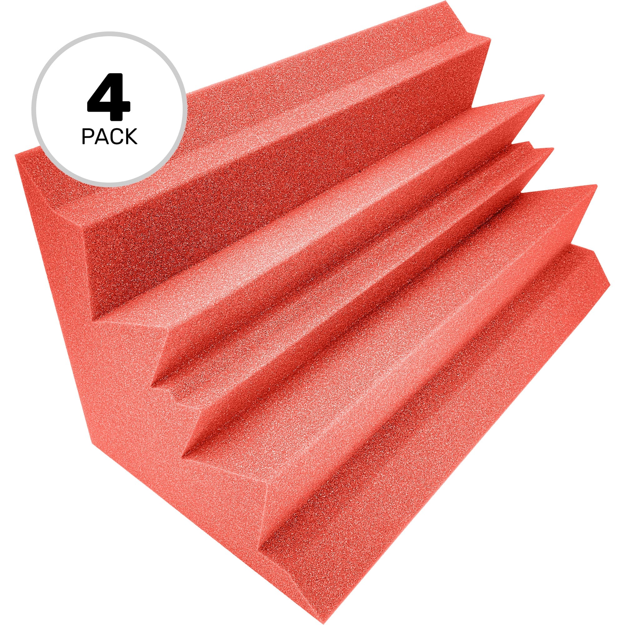 Performance Audio 12" x 12" x 24" Corner Acoustic Foam Bass Trap (Red, 4 Pack)