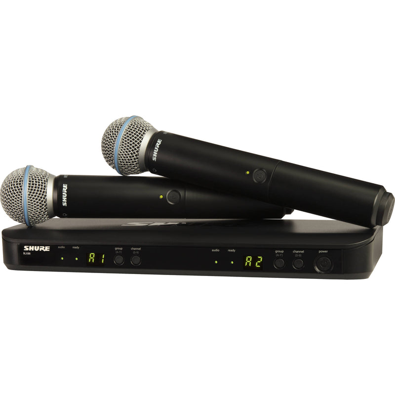 Shure BLX288 Dual-Channel Handheld Wireless System with 2 Beta 58A Handheld Mics (H10, 542-572 MHz)