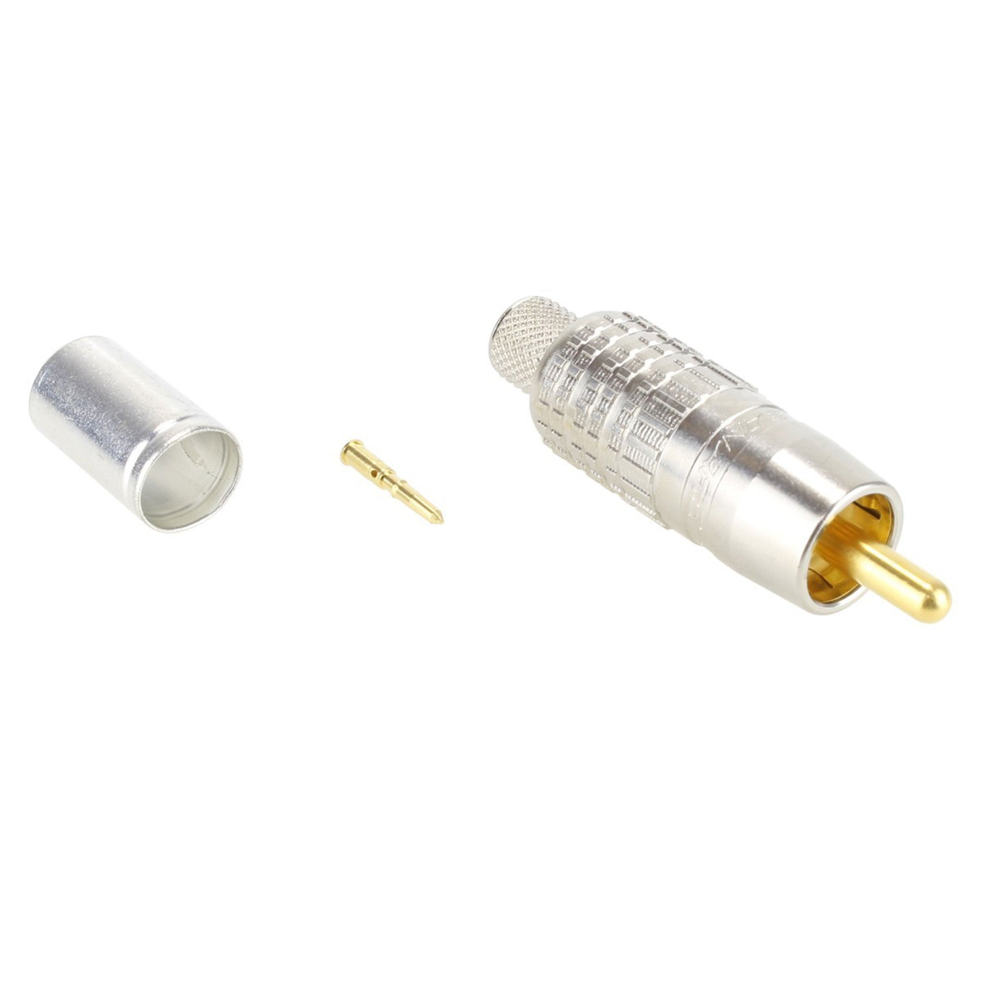 Canare RCAP-C25F 75 Ohm RCA Crimp Plug Connector for L-2.5CFB, 1855A, etc. (100 Pack)