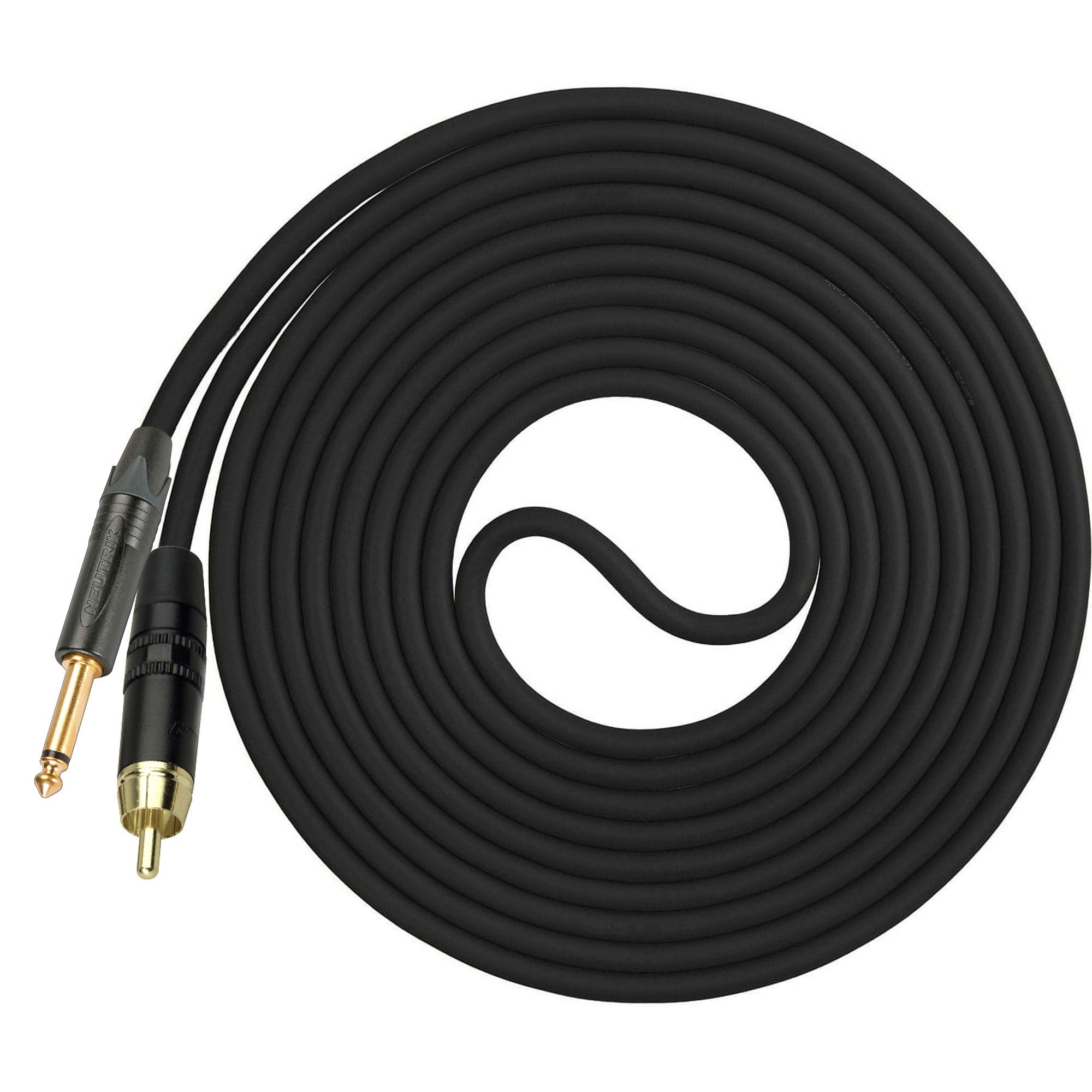 Custom Cables RCA to 1/4" TS Mono Audio Cable Made from Mogami W2964 & Neutrik Connectors