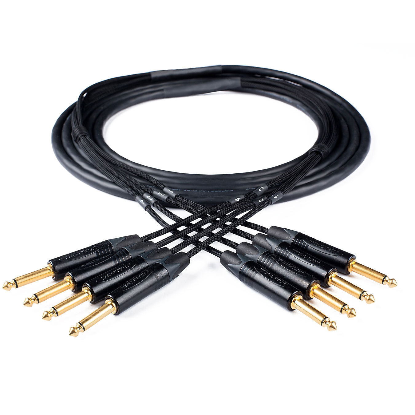 Custom Cables 4-Channel Audio Snake Made from Mogami W2931 & Pro Connectors (1/4" TS to 1/4" TS)