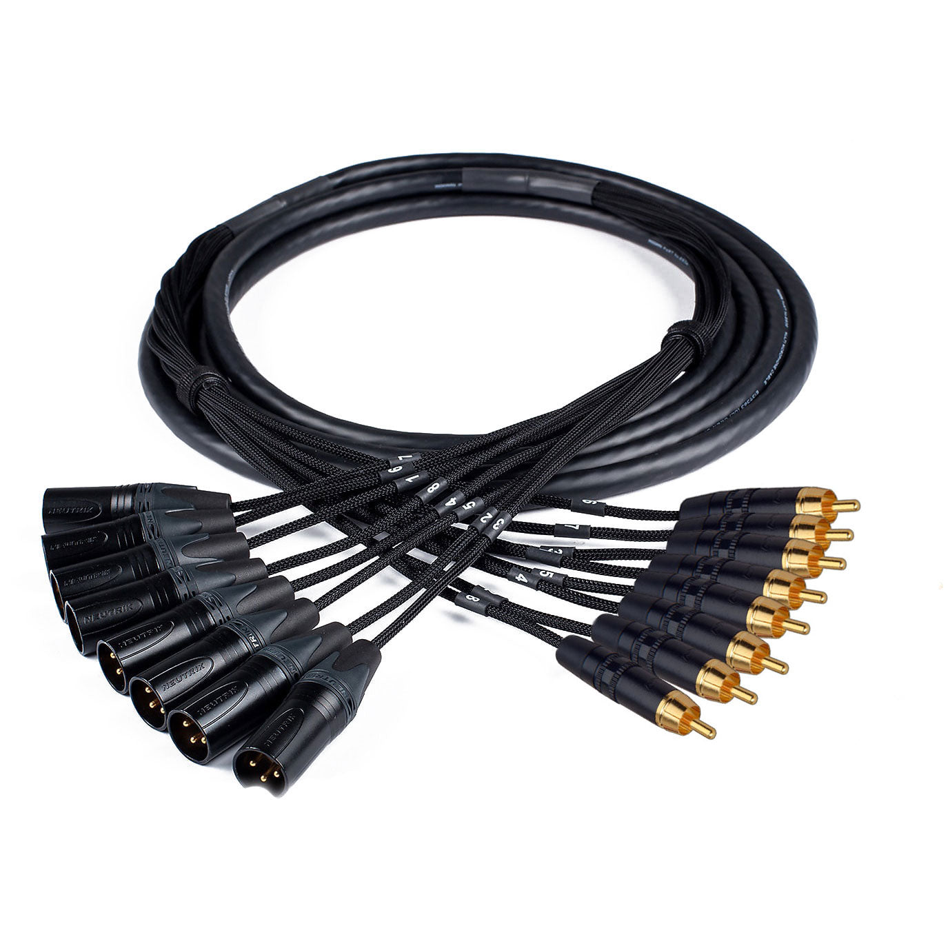 Custom Cables 8-Channel Audio Snake Made from Canare MS202 & Pro Connectors (XLR to RCA)