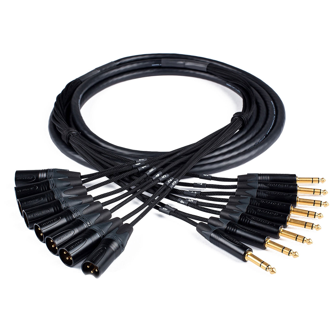 Custom Cables 8-Channel Audio Snake Made from Mogami W2932 & Pro Connectors (XLR to 1/4" TRS)